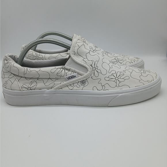 Vans Unisex Slip on U Paint Camo Daisy Skate Shoes White Black Size M10.5/W12.0 - Picture 3 of 11